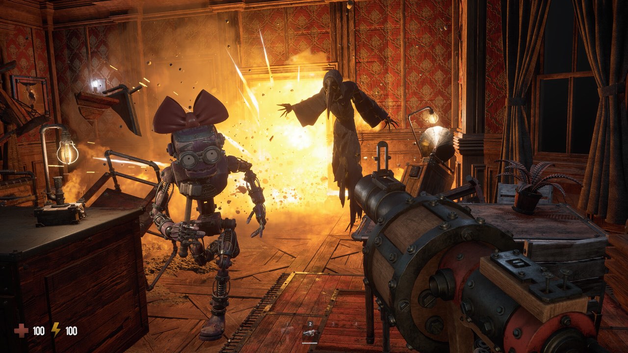 Official GRAIN ROT screenshot of combat in a dark chamber