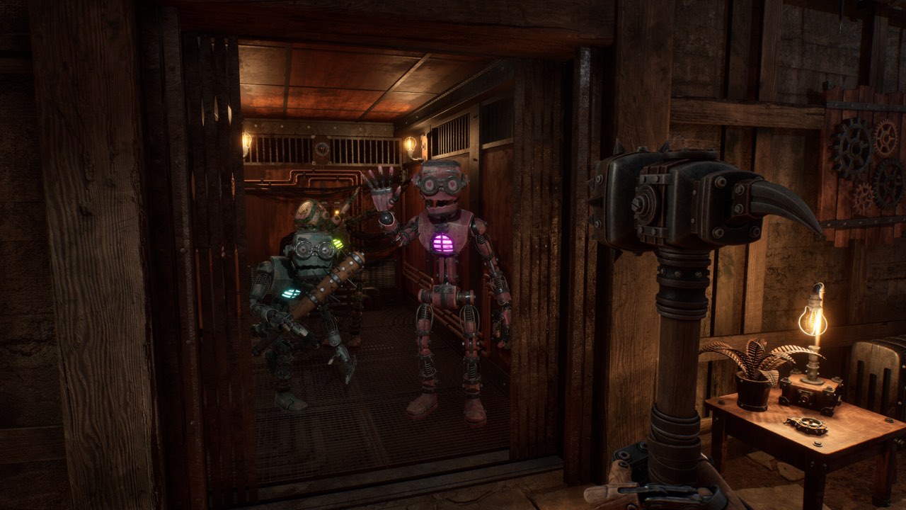 Official GRAIN ROT screenshot of the crew near the elevator